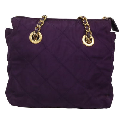 Prada Chain Shoulder Bag Quilted Tessuto, PURPLE, NYLON, Shoulder bag