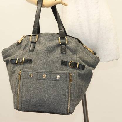 Saint Laurent Downtown Tote Wool, GRAY, WOOL, Tote bag