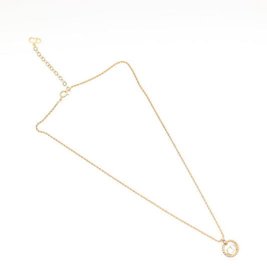 Christian Dior Vintage CD Round Pendant Necklace Metal, GOLD, METAL, Necklace