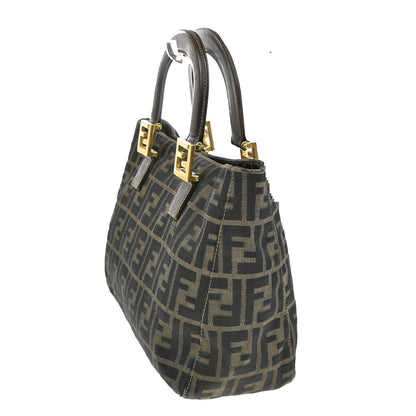 Fendi Vintage FF Handle Tote Zucca Canvas, BROWN, CANVAS, Tote bag