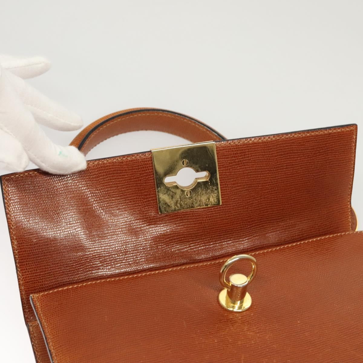 Celine Vintage Logo Top Handle Bag Leather, BROWN, LEATHER, Handbag