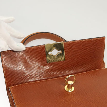 Celine Vintage Logo Top Handle Bag Leather, BROWN, LEATHER, Handbag
