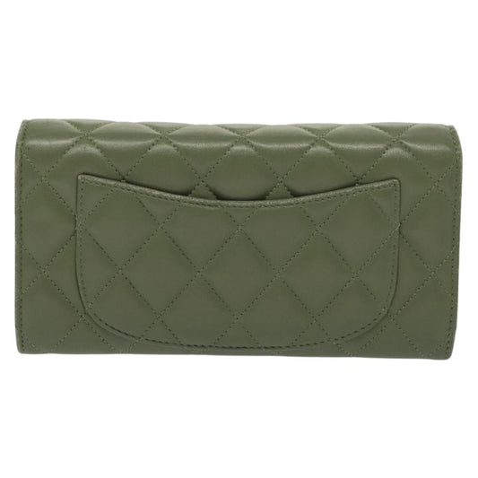 Chanel CC Gusset Classic Flap Wallet Quilted Lambskin, GREEN, LEATHER, Wallets