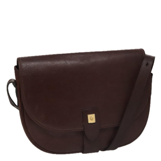 Christian Dior Vintage Trotter Shoulder Bag Embroidered Diorissimo Canvas, BURGUNDY, LEATHER, Shoulder bag