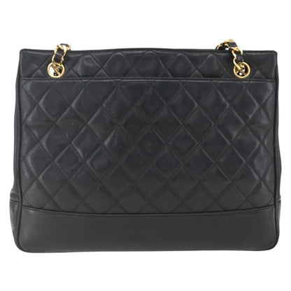 Chanel Vintage Shopping Tote Quilted Lambskin, BLACK, LEATHER, Tote bag