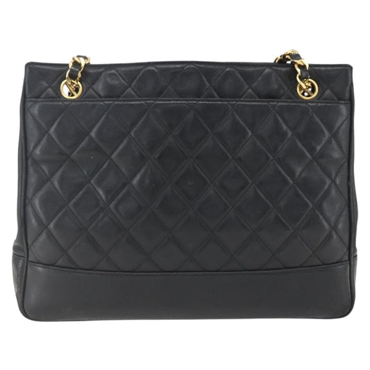 Chanel Vintage Shopping Tote Quilted Lambskin, BLACK, LEATHER, Tote bag