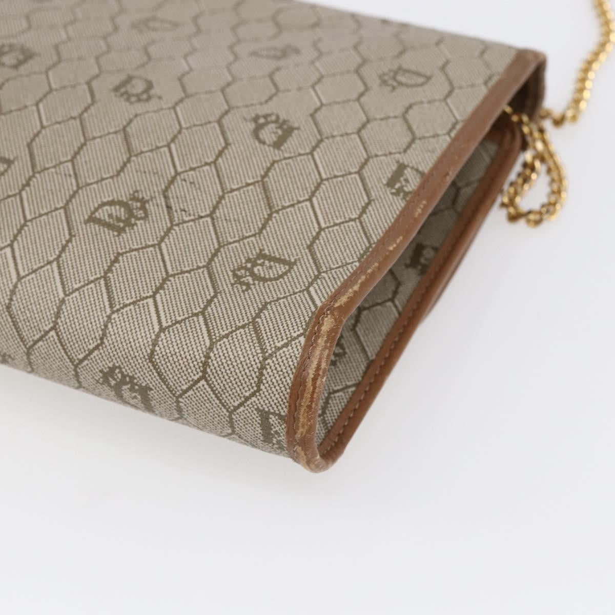 Christian Dior Vintage Honeycomb chain Canvas, BEIGE, CANVAS, Shoulder bag