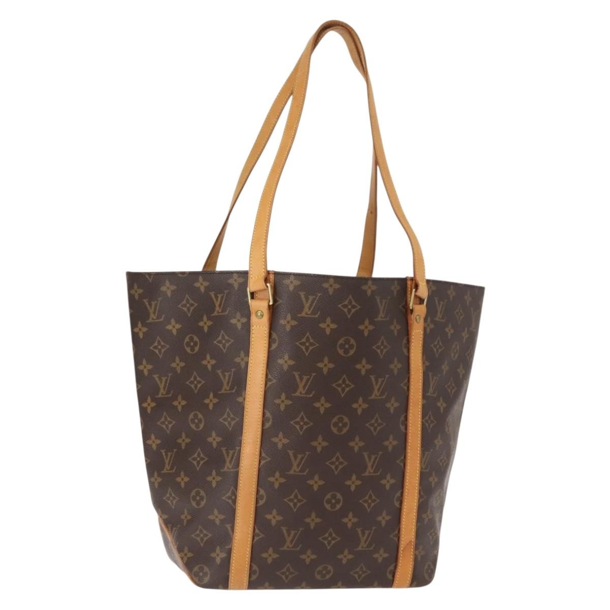 Louis Vuitton Shopping Sac Handbag Monogram Canvas, BROWN, CANVAS, Tote bag