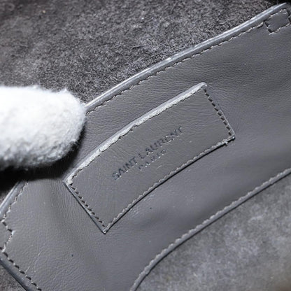 Saint Laurent Classic Duffle Bag Leather, SILVER, LEATHER, Handbag