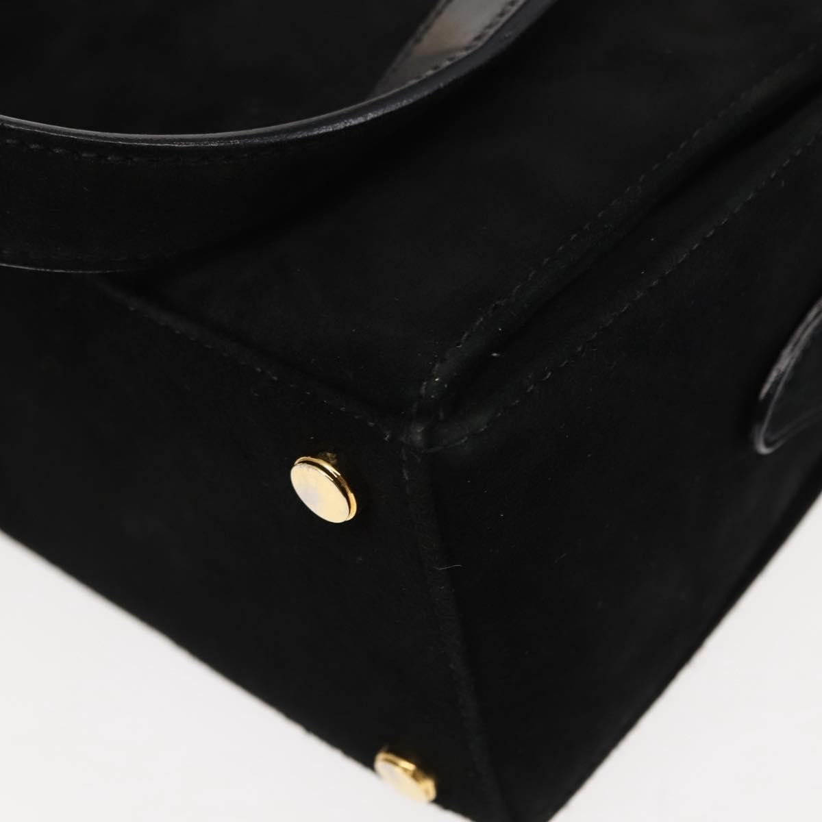 Salvatore Ferragamo Gancini mini handbag Canvas, BLACK, SUEDE, Handbag