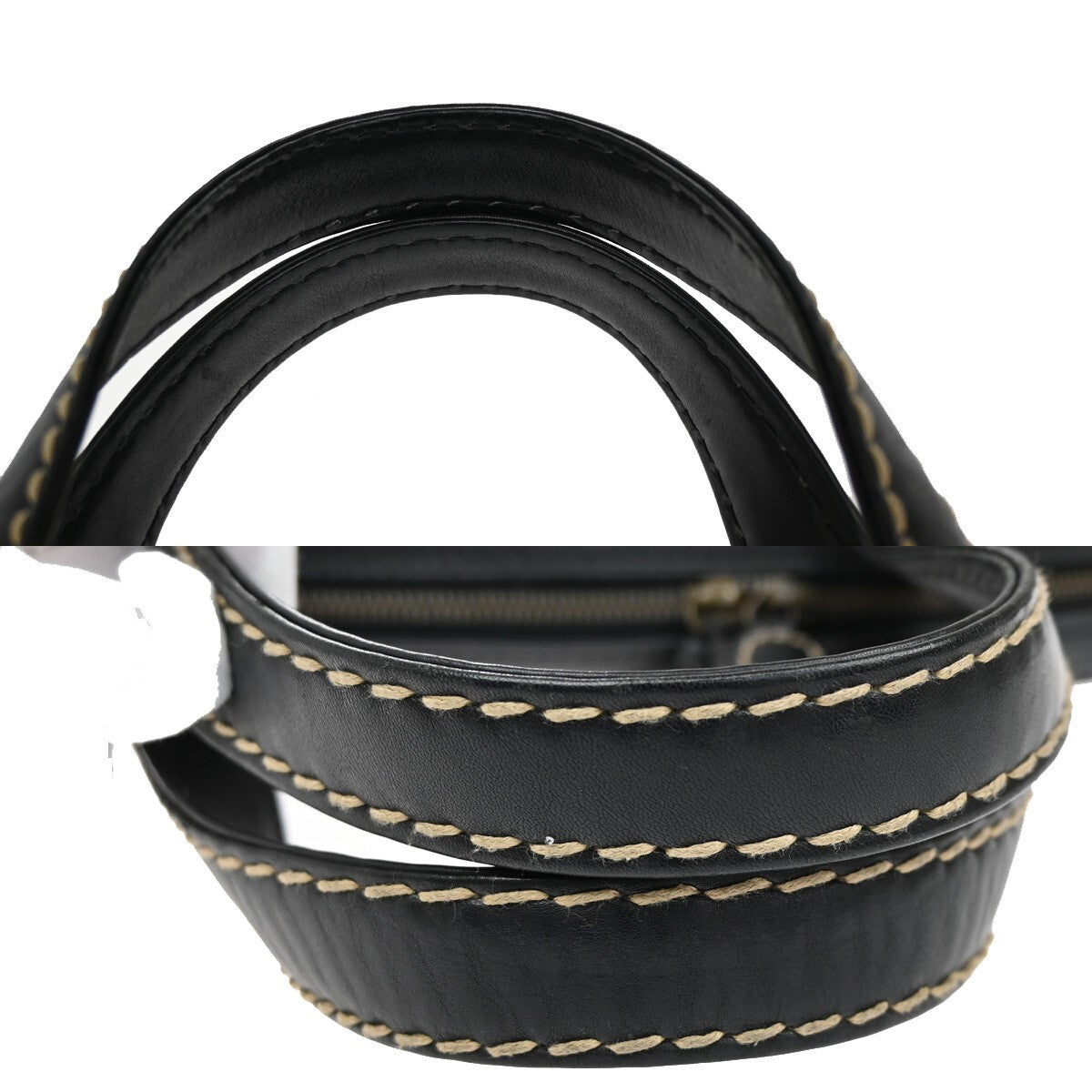 Chanel Surpique Zip Around Satchel Quilted Leather, BLACK, LEATHER, Tote bag