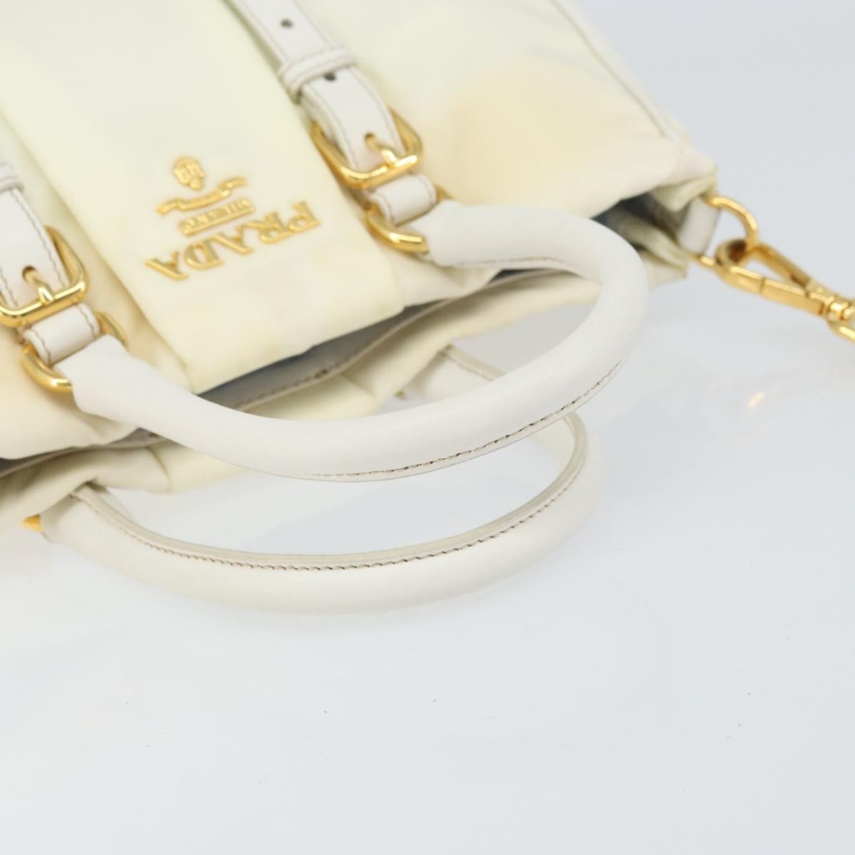 Prada Vintage Tote Tessuto with Leather, WHITE, NYLON, Tote bag