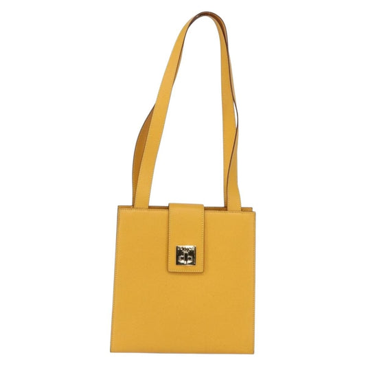 Celine Vintage Shoulder Bag Leather, YELLOW, LEATHER, Shoulder bag
