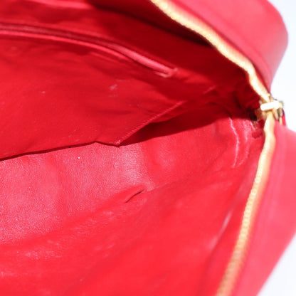 Chanel Vintage Front Pocket Camera Bag Quilted Lambskin, RED, LEATHER, Shoulder bag