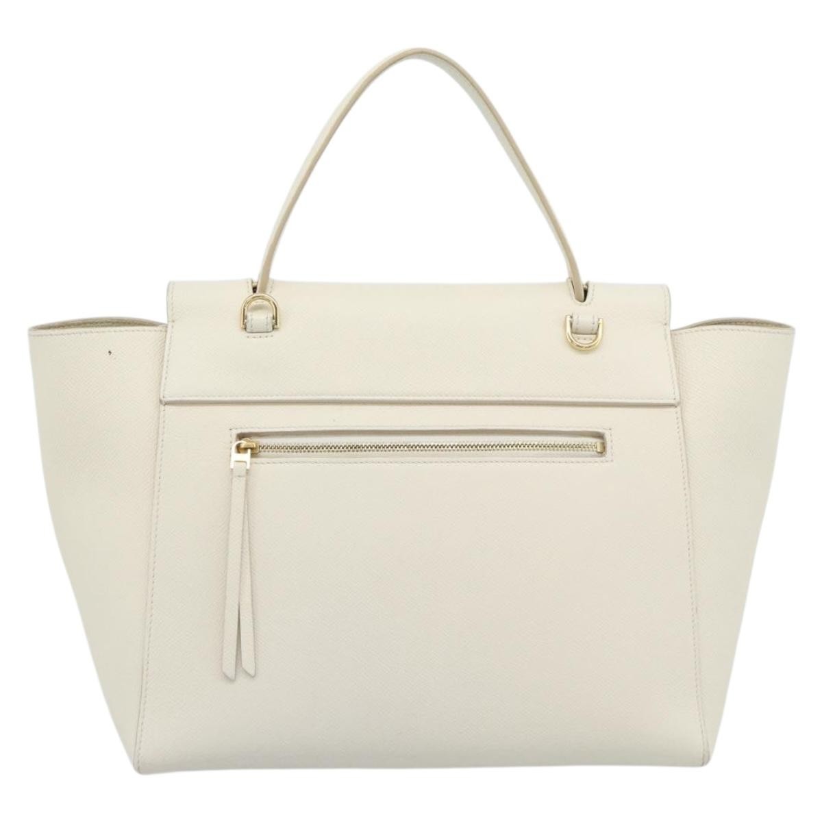 Celine Belt Bag Textured Leather, White, Leather, Handbag