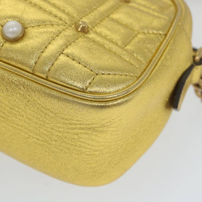 Gucci Pearly GG Marmont Shoulder Bag Embellished Matelasse Leather, GOLD, LEATHER, Shoulder bag