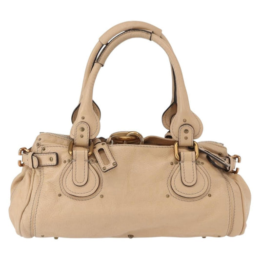 Chloe Paddington Lock Satchel Leather, BEIGE, LEATHER, Handbag