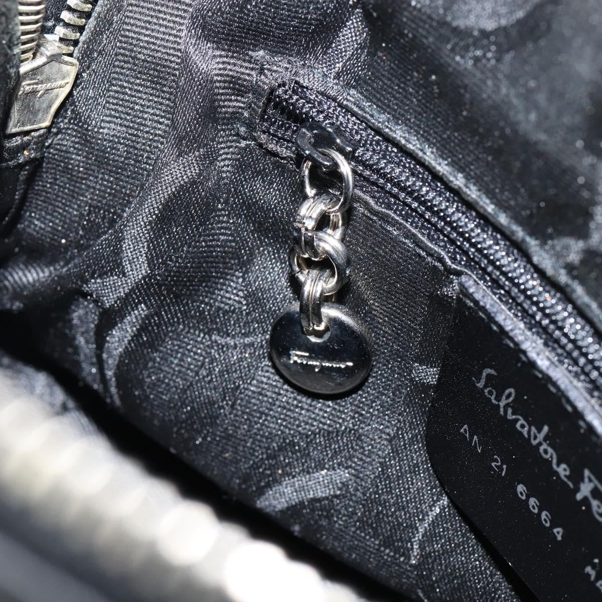 Salvatore Ferragamo Gancini handbag Leather, BLACK, LEATHER, Handbag