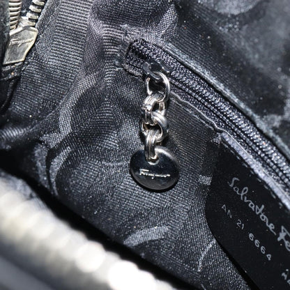 Salvatore Ferragamo Gancini handbag Leather, BLACK, LEATHER, Handbag