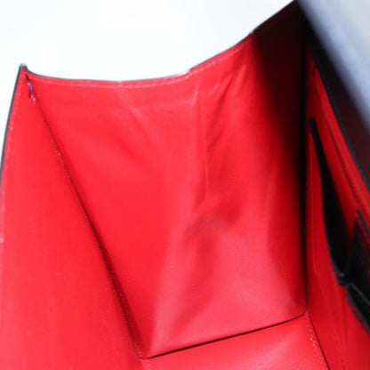 Celine Circle Logo Handbag Leather, NAVY, LEATHER, Handbag