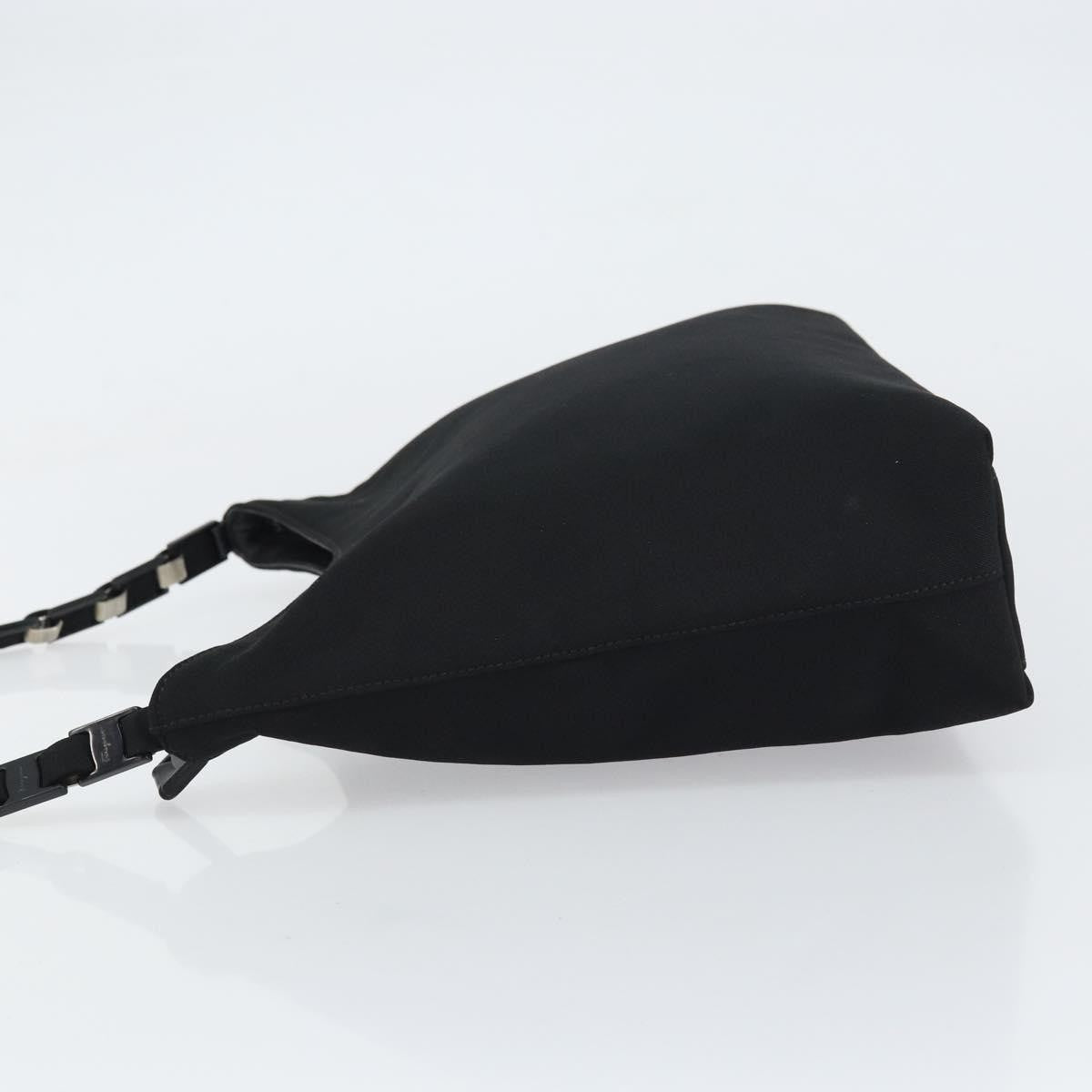 Salvatore Ferragamo Vala Shoulder Bag Nylon, BLACK, NYLON, Shoulder bag