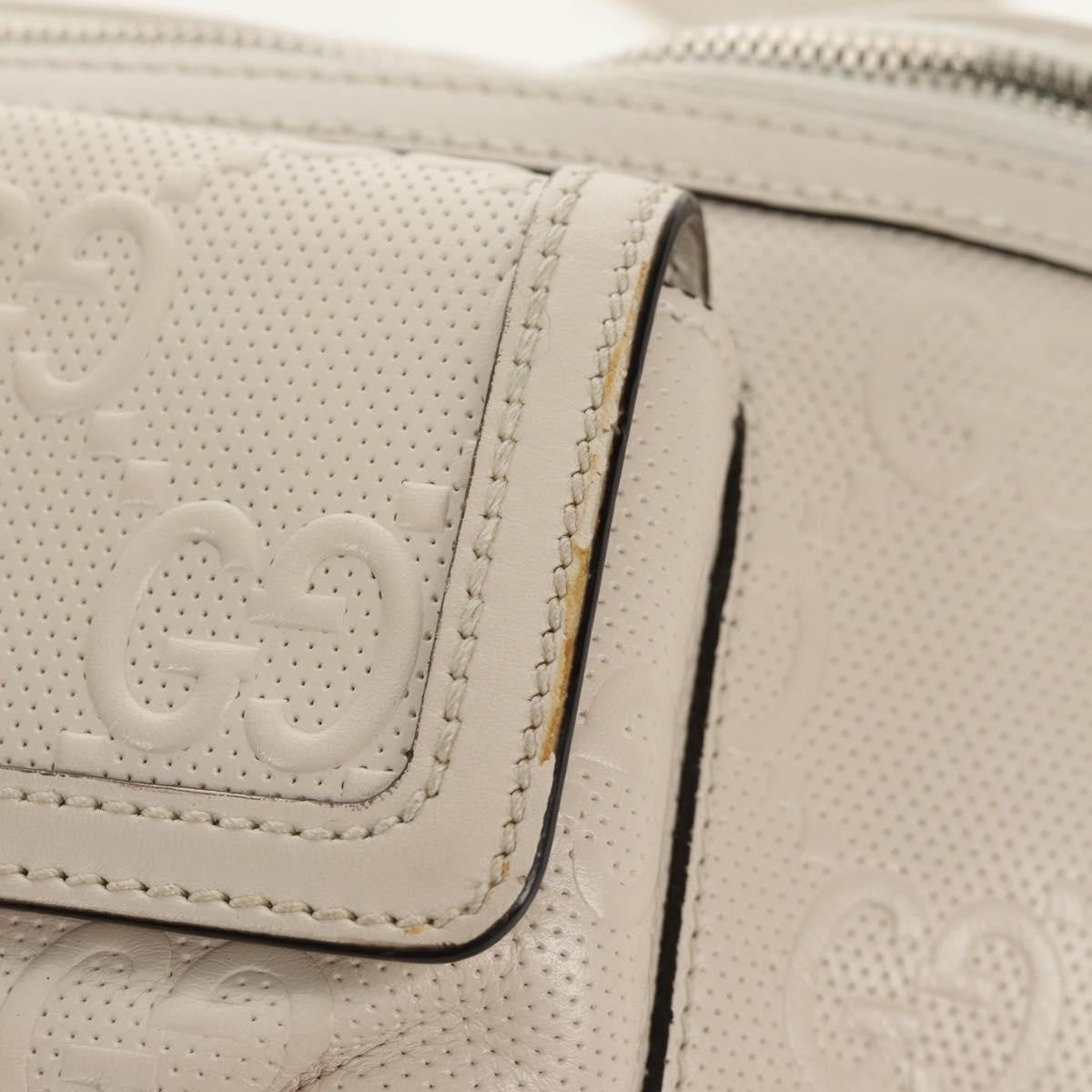 Gucci Front Pocket Belt Bag GG Embossed Perforated Leather, WHITE, CANVAS, Shoulder bag