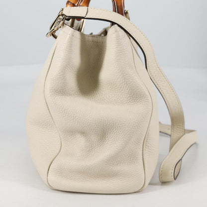 Gucci Bamboo shopper bag Leather, WHITE, LEATHER, Handbag