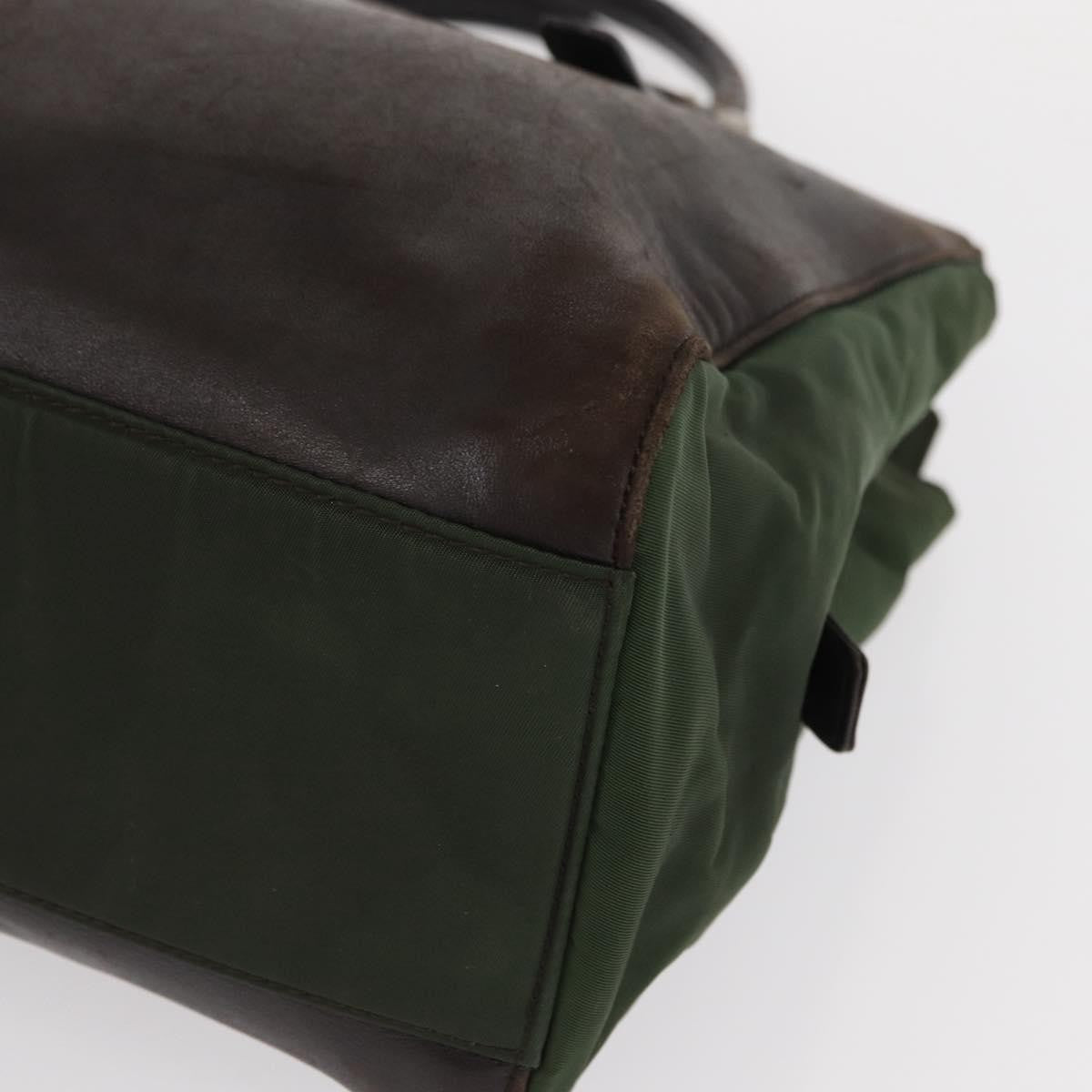 Prada Vintage Tote Tessuto with Leather, BROWN, NYLON, Tote bag