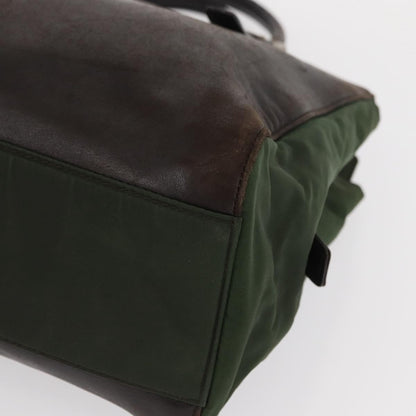 Prada Vintage Tote Tessuto with Leather, BROWN, NYLON, Tote bag