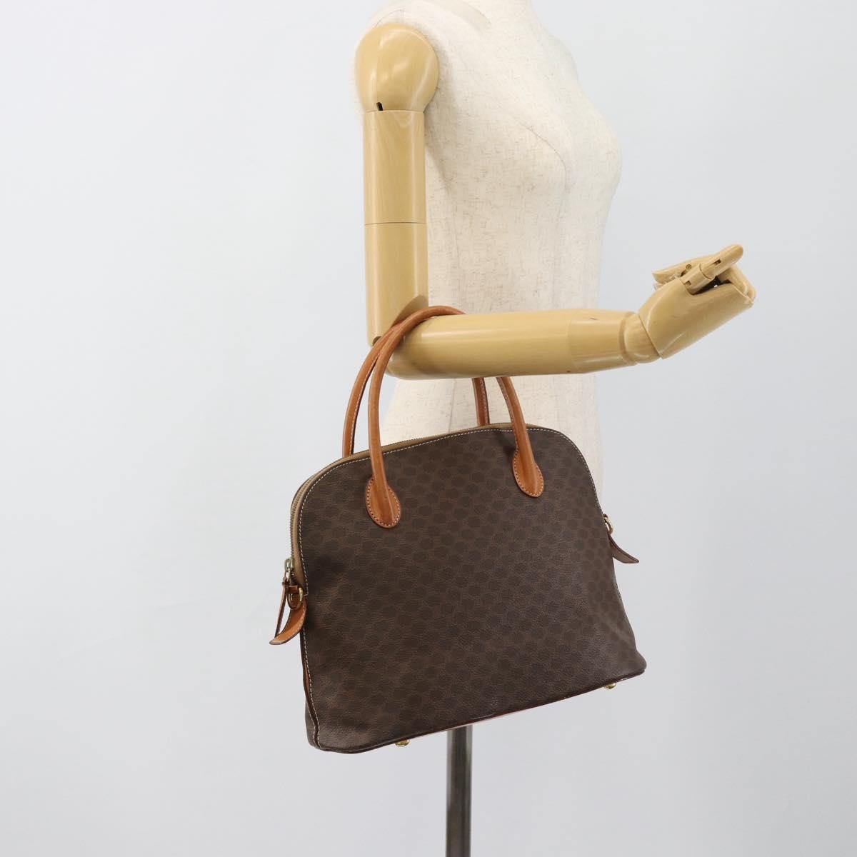 Celine Vintage Macadam Handbag Canvas, Brown, Canvas, Handbag