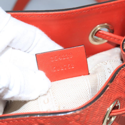 Gucci Bright Bucket Bag Diamante Leather, ORANGE, LEATHER, Handbag