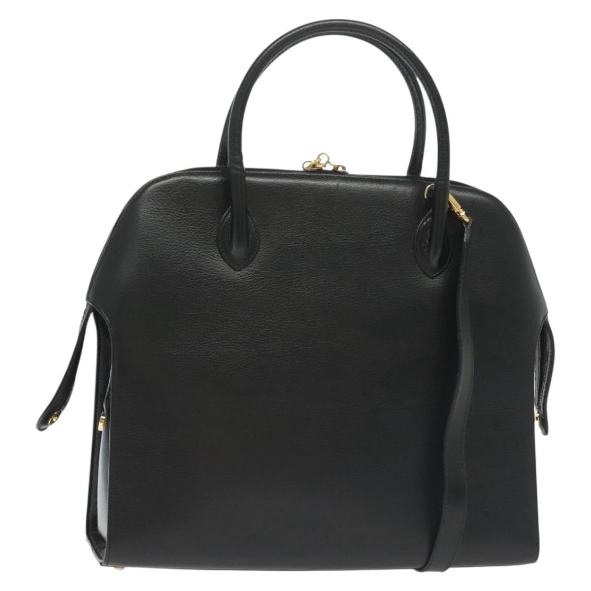 Salvatore Ferragamo Convertible Dome Gancini Leather, BLACK, LEATHER, Handbag