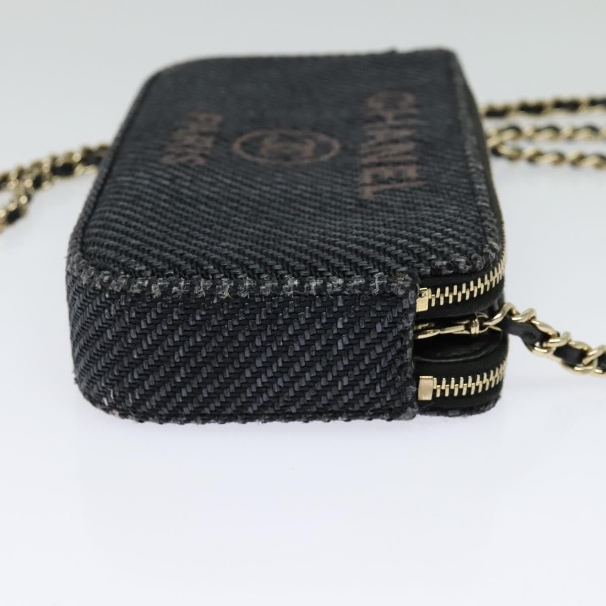 Chanel Deauville Chain wallet Raffia, NAVY, WICKER, Wallets