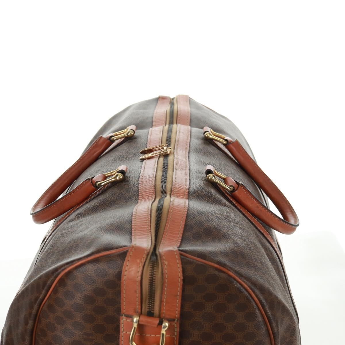 Celine Vintage Macadam Boston bag Canvas and Leather, BROWN, CANVAS, Travel bag