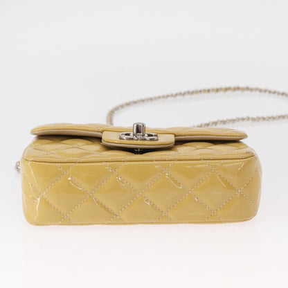 Chanel Vintage Classic Single Flap Bag Quilted Patent, YELLOW, PATENT_LEATHER, Shoulder bag