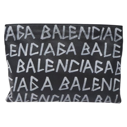 Balenciaga Graffiti Pouch Leather, BLACK, LEATHER, Clutche & pouche
