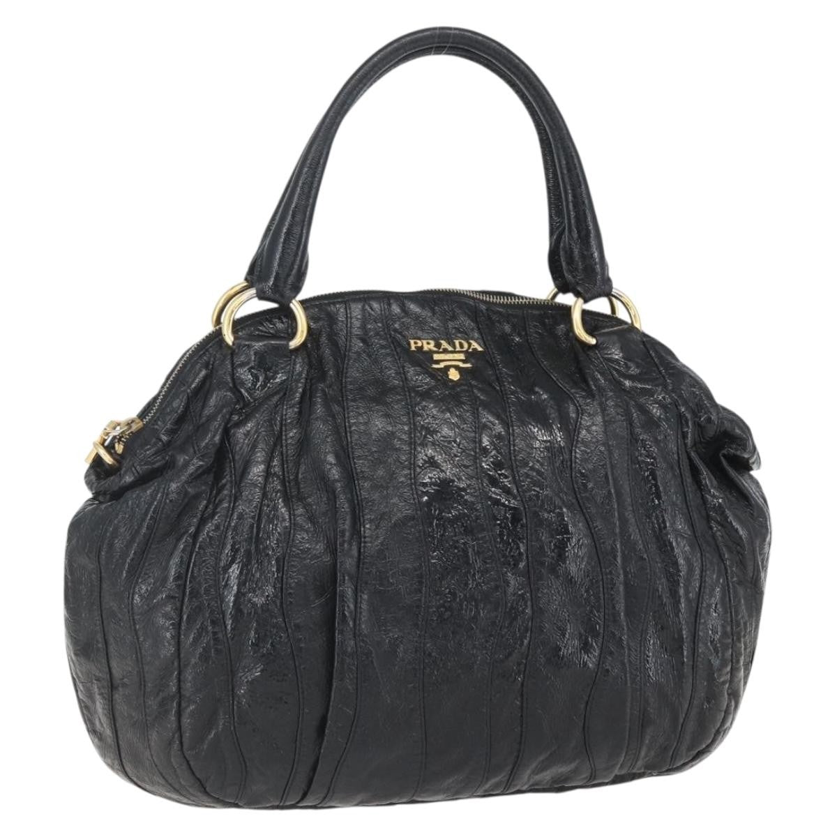 Prada Vintage Handbag Leather, BLACK, LEATHER, Handbag