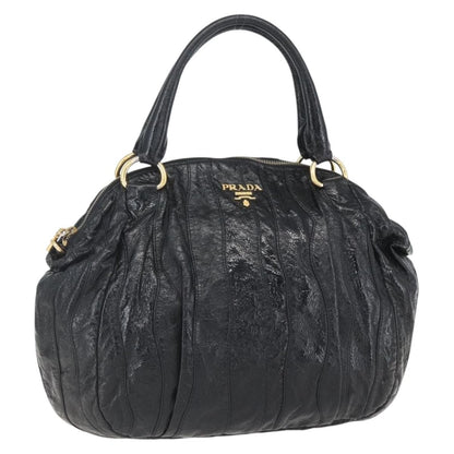 Prada Vintage Handbag Leather, BLACK, LEATHER, Handbag
