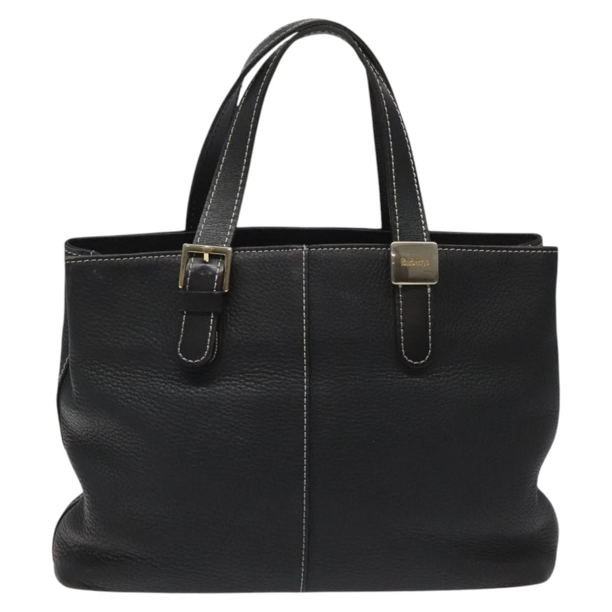 Burberry Handle Tote Leather, BLACK, LEATHER, Tote bag