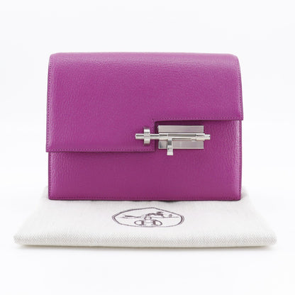 Hermes Verrou Clutch Chevre Mysore, PURPLE, LEATHER, Clutche & pouche