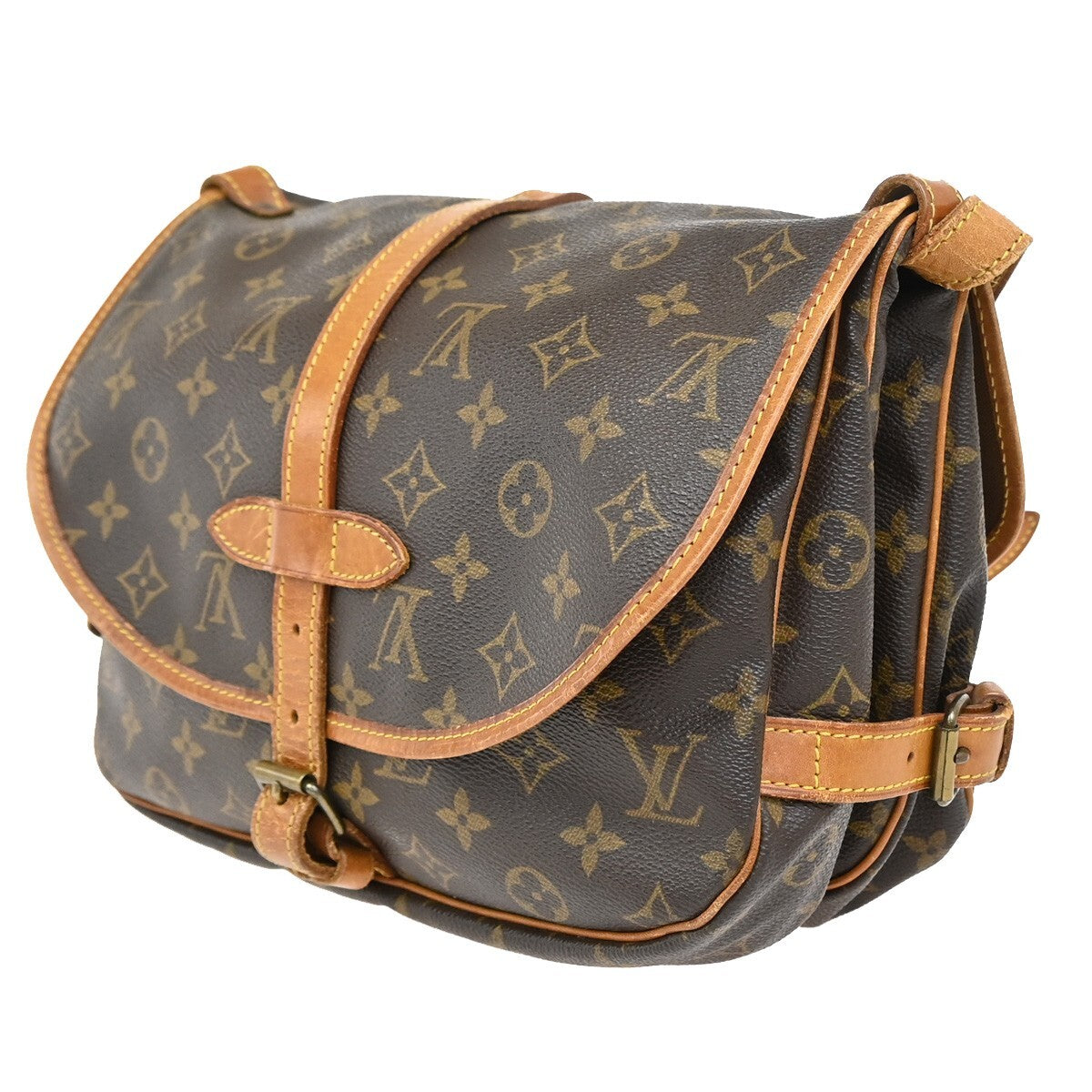 Louis Vuitton Saumur Handbag Monogram Canvas, BROWN, CANVAS, Shoulder bag