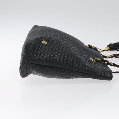 Bally Vintage Chain Shoulder Bag Quilted Leather, BLACK, LEATHER, Shoulder bag