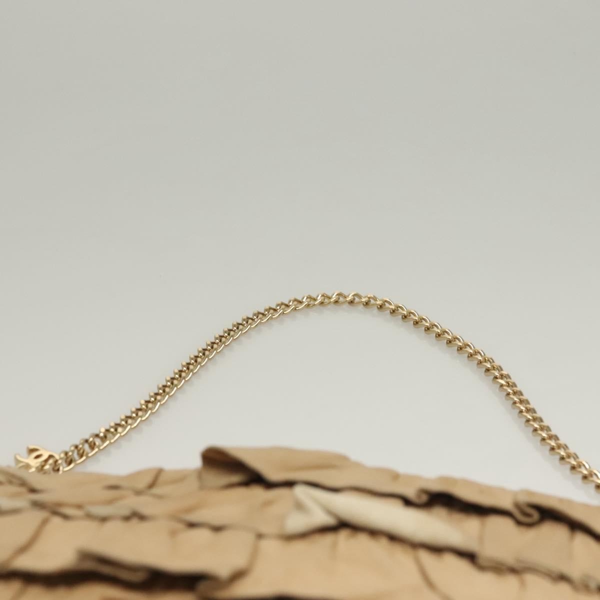 Chanel Ruffle Chain Pochette Lambskin, BEIGE, LEATHER, Clutche & pouche
