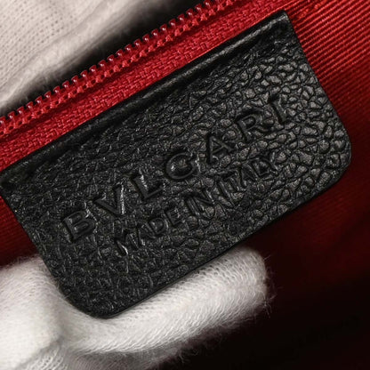 Bvlgari Logomania Shoulder Bag Canvas with Leather, BLACK, LEATHER, Shoulder bag