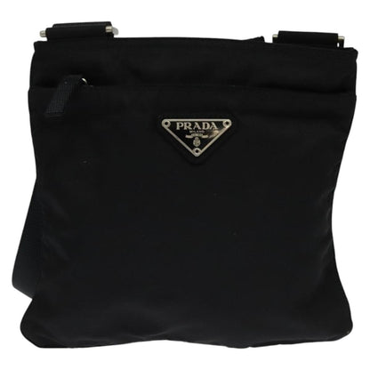 Prada Front Pocket Messenger Bag Tessuto, BLACK, NYLON, Shoulder bag