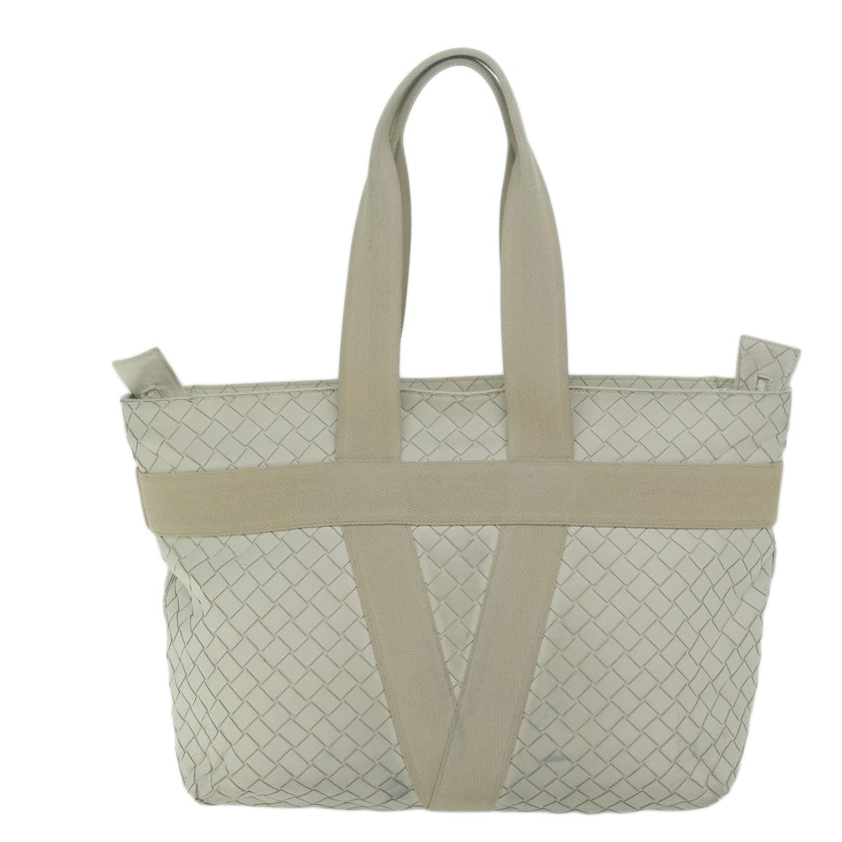 Bottega Veneta Zipped Tote Rubber Intrecciato with Canvas, WHITE, LEATHER, Tote bag
