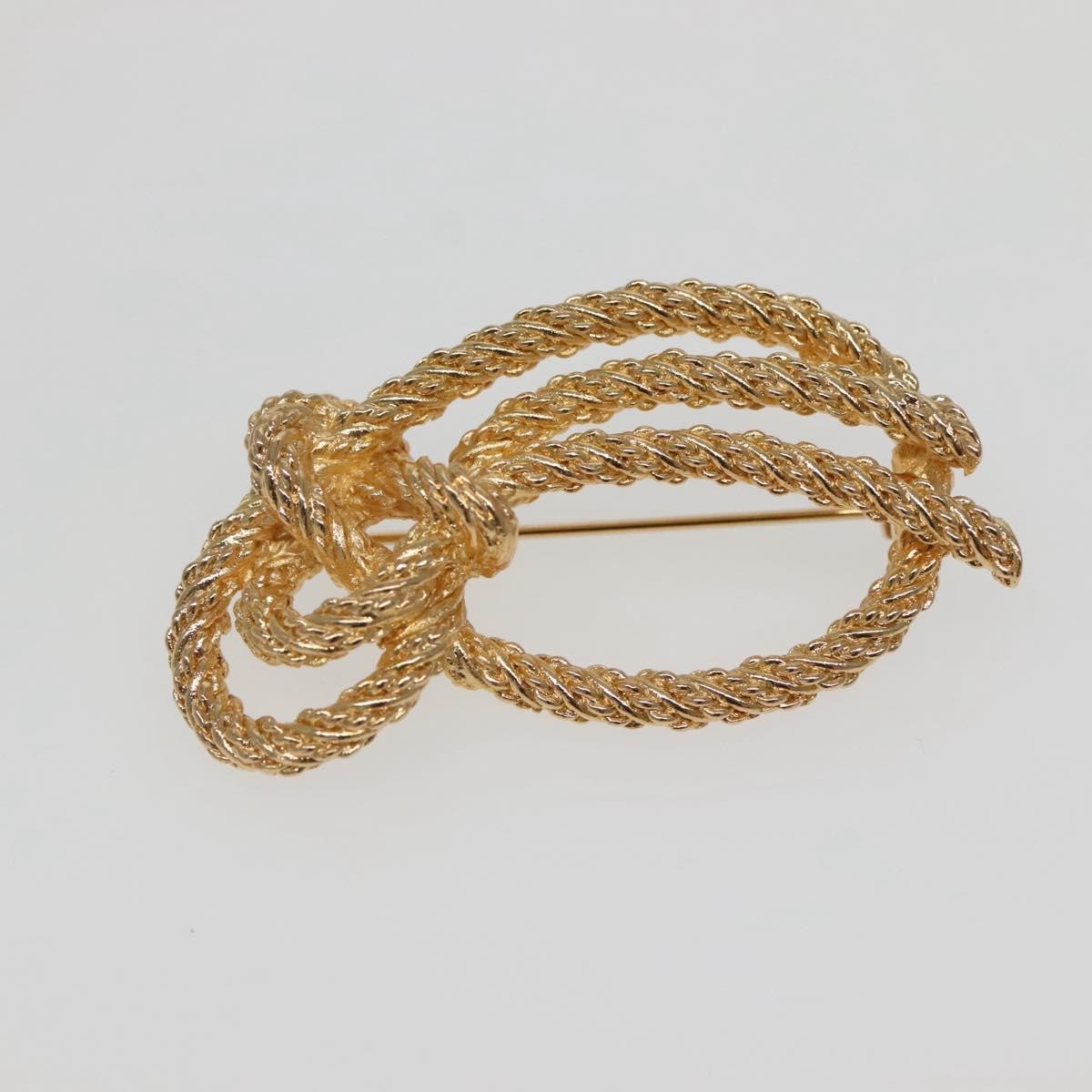Christian Dior Vintage Logo Bow Safety Pin Brooch Metal, GOLD, METAL, Brooch