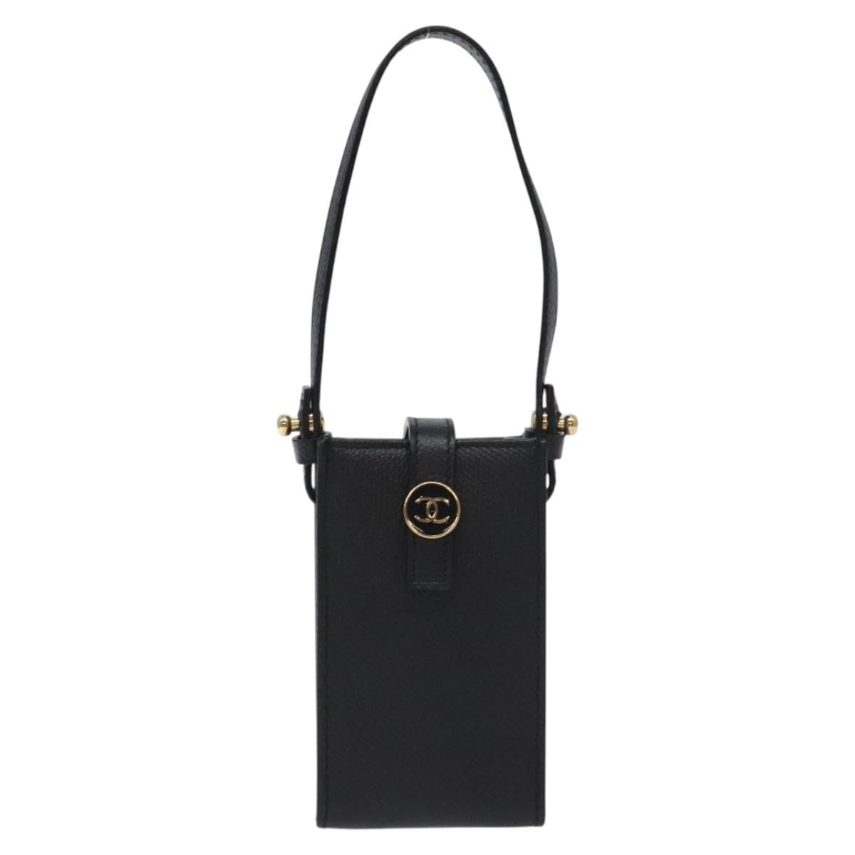 Chanel Cigarette Case Leather, BLACK, LEATHER, Clutche & pouche