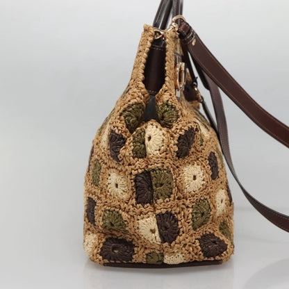 Salvatore Ferragamo Soft W Tote RAFFIA, BROWN, WOOD, Tote bag