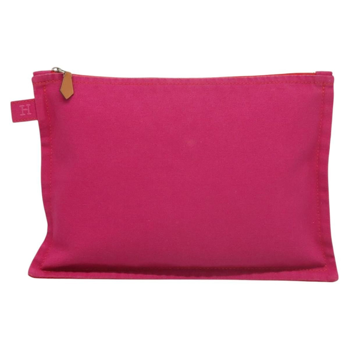 Hermes Bora Bora Pouch Toile, PINK, CANVAS, Clutche & pouche